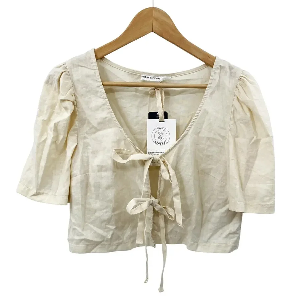 Urban Renewal Linen Blend Tie Front Blouse - Picture 3 of 8